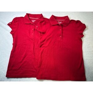 Cat Jack Girls Red Short Sleeve Puff Sleeve Polo Shirts 2Pk School Uniform M 7/8
